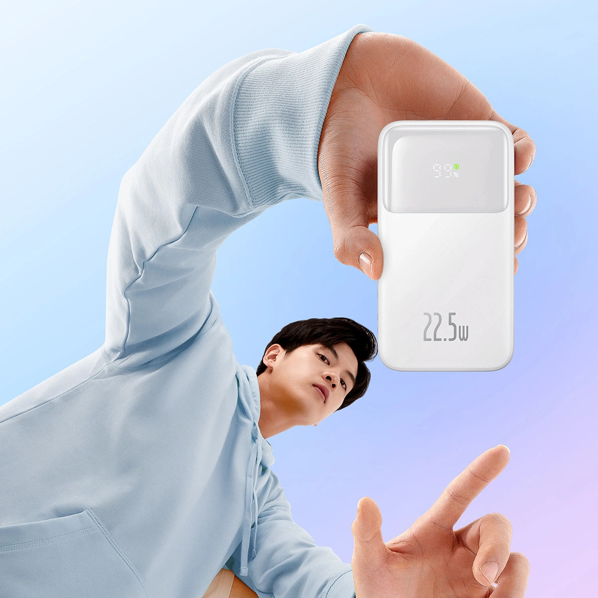 Baseus Comet Series powerbank med display 10000mAh 22.5W - hvid + USB-A - USB-C kabel