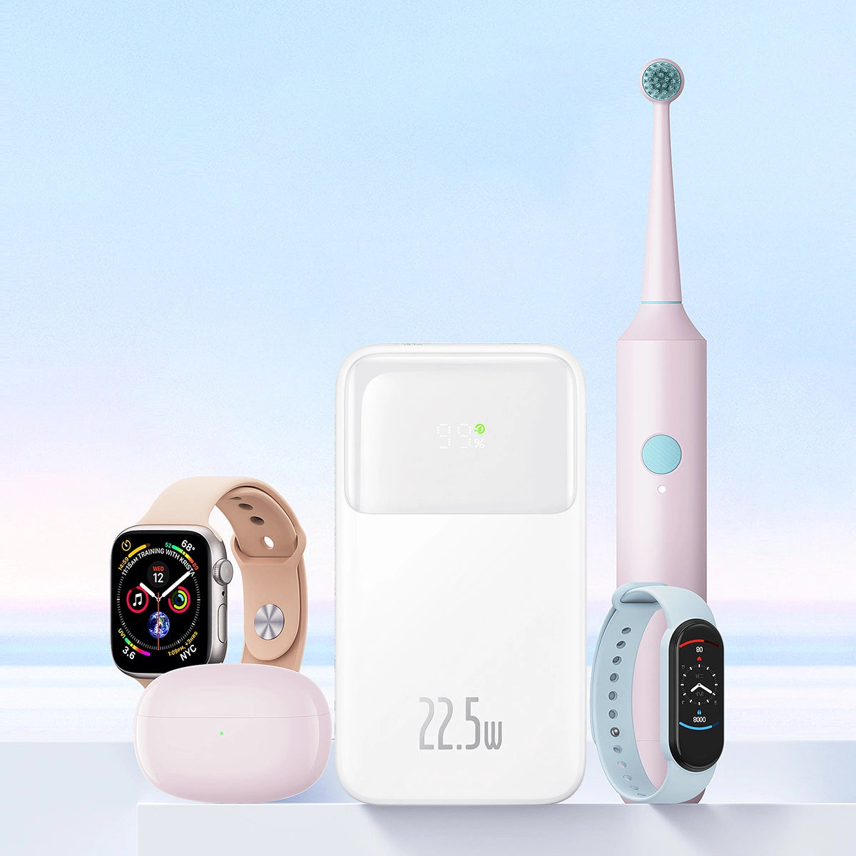 Baseus Comet Series powerbank med display 10000mAh 22.5W - hvid + USB-A - USB-C kabel