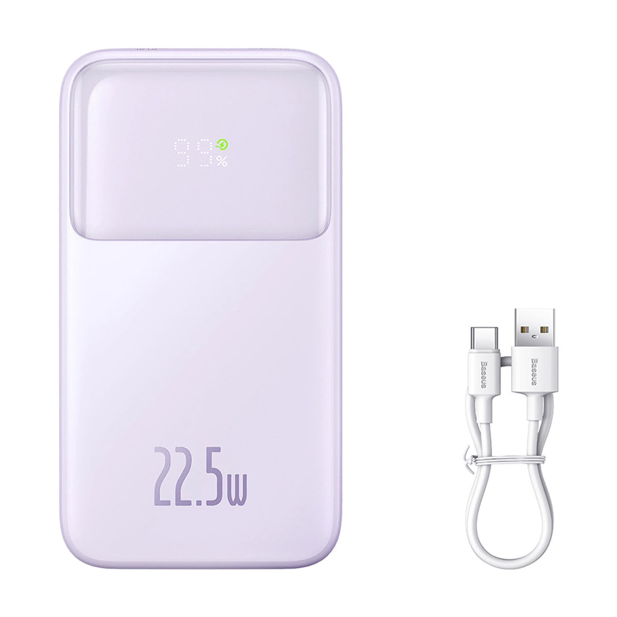 Baseus Comet Series powerbank med display 10000mAh 22.5W - lilla + USB-A / USB-C kabel