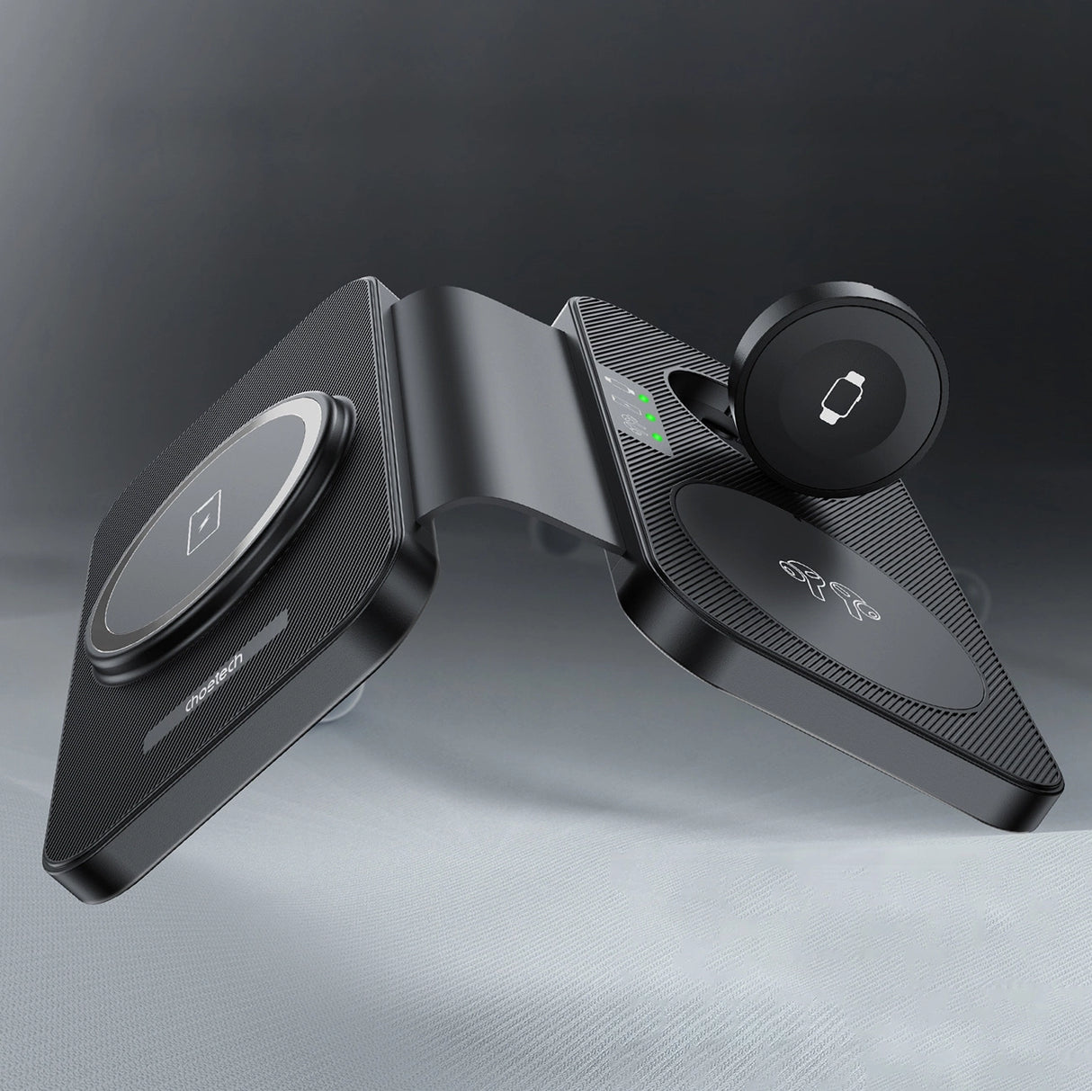 Choetech T616-F 3in1 induktiv oplader kompatibel med Apple og Samsung enheder - sort