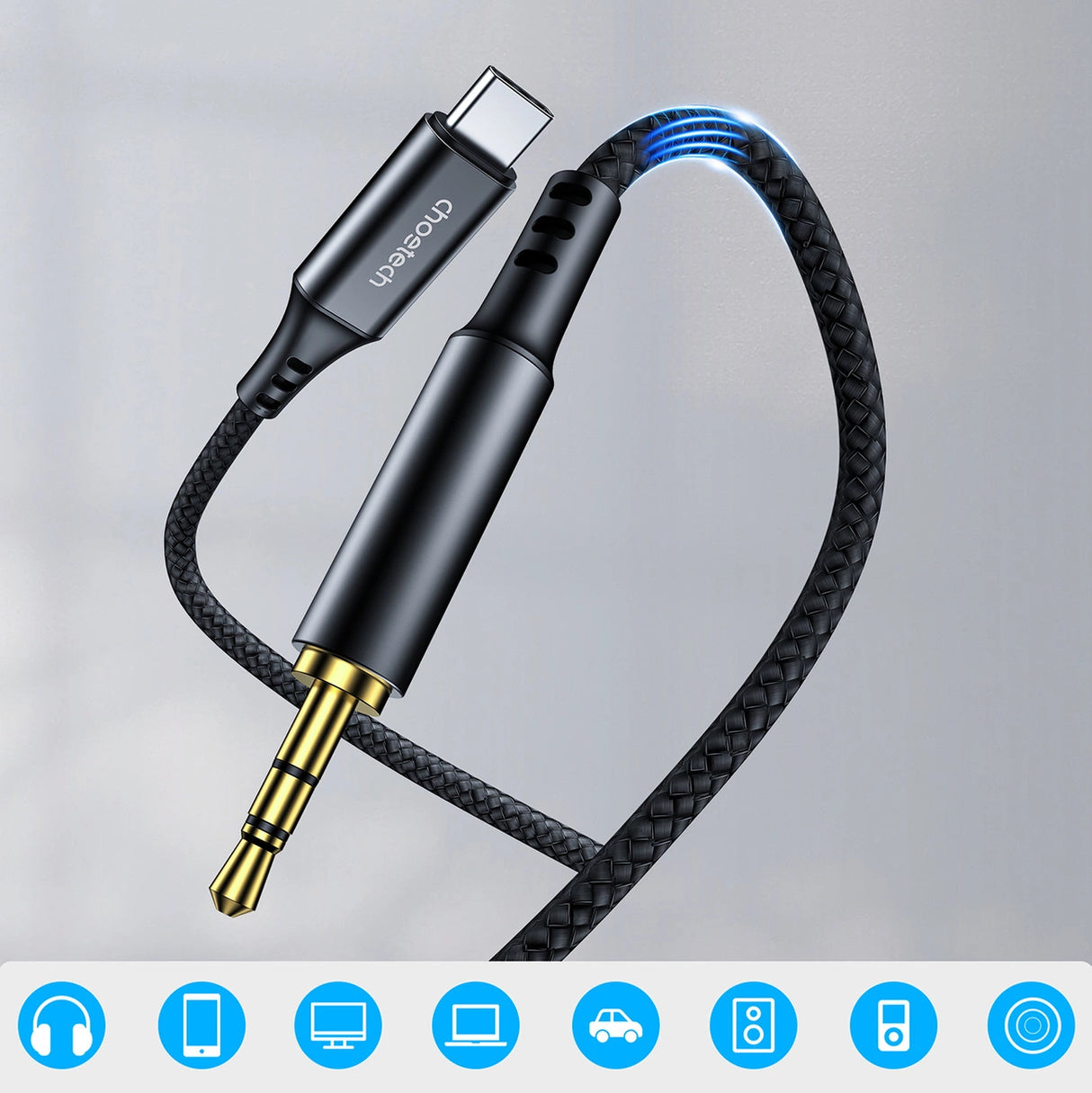 Choetech AUX006 USB-C / mini jack 3,5 mm kabel 1 m - sort