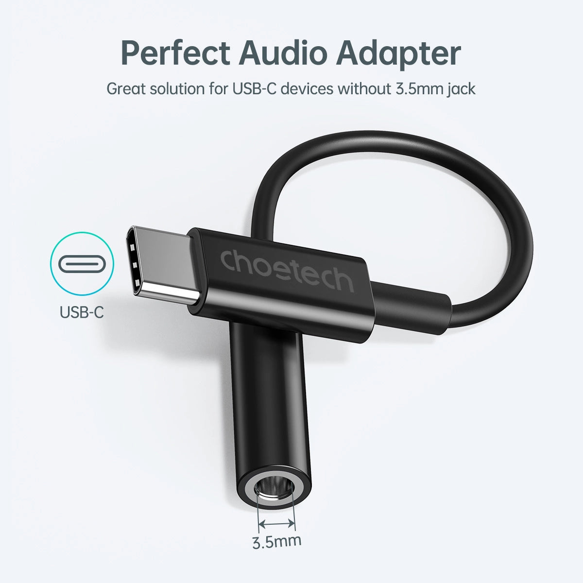 Choetech AUX003 USB-C / DC 3,5 mm lydadapter - sort