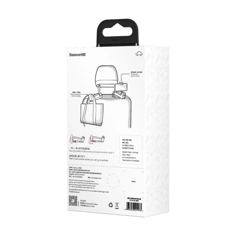 Baseus smartphone holder til bil hovedstøtte - sort