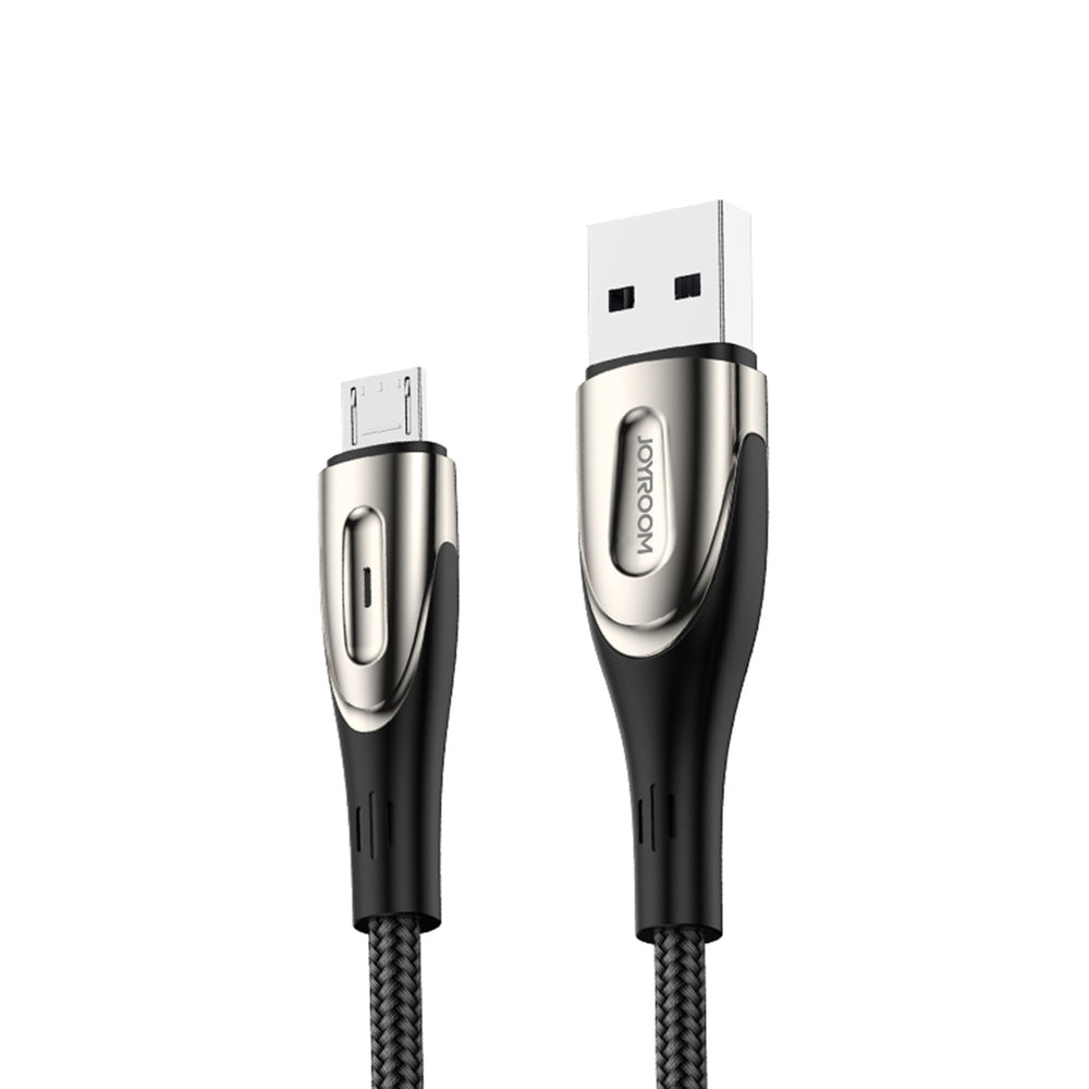 Joyroom Sharp Series S-M411 USB-A / micro USB 3A 1.2m Kabel med opladningsanvisning - sort