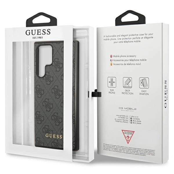 Guess 4G Metal Gold Logo-hylster til Samsung Galaxy S24 Ultra - sort