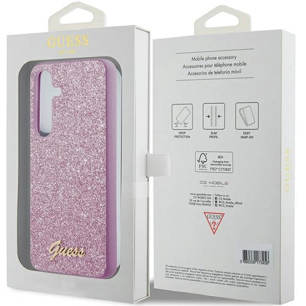Guess Glitter Script case til Samsung Galaxy S24 - lilla