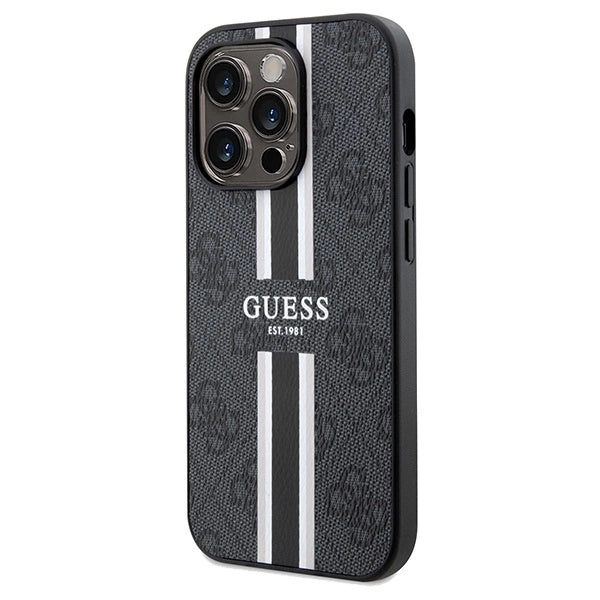 Guess 4G Printed Stripes MagSafe case til iPhone 15 Pro Max - sort