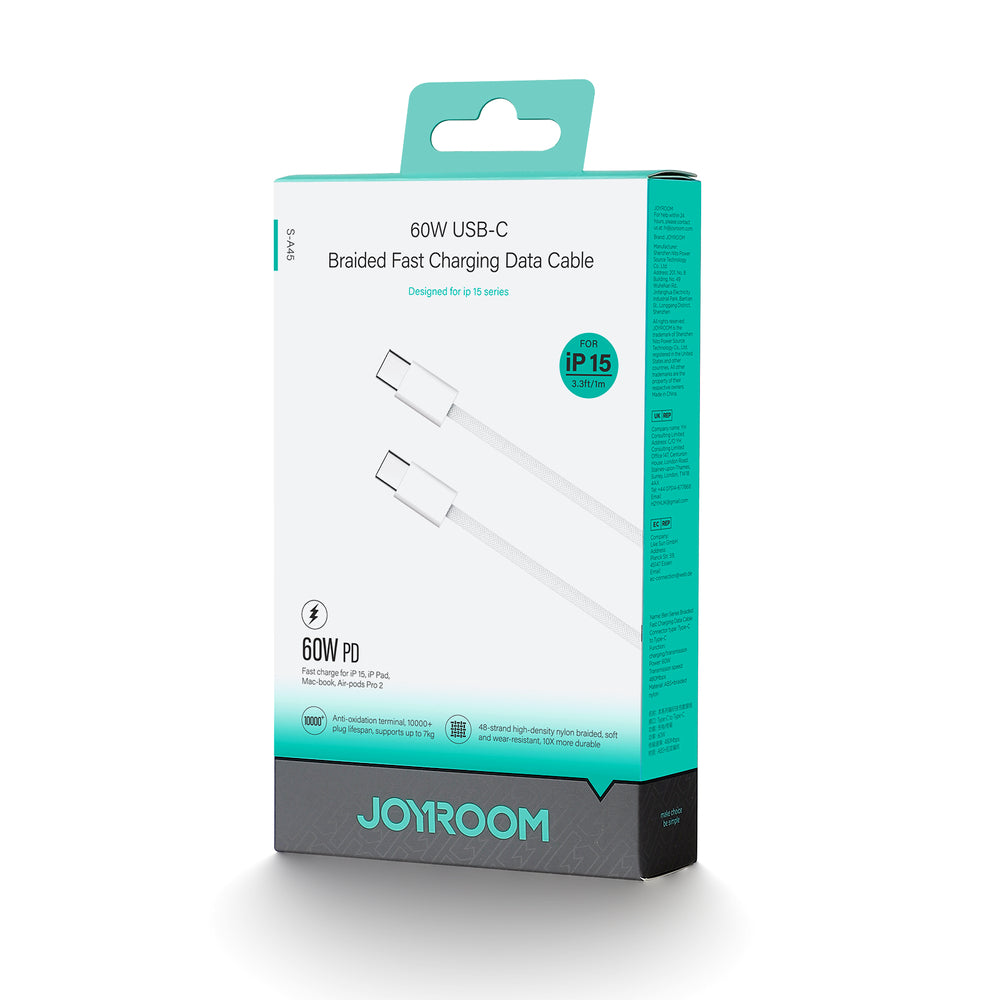 Joyroom Ben Series S-A45 USB-C / USB-C 60W Cable 1 m - White