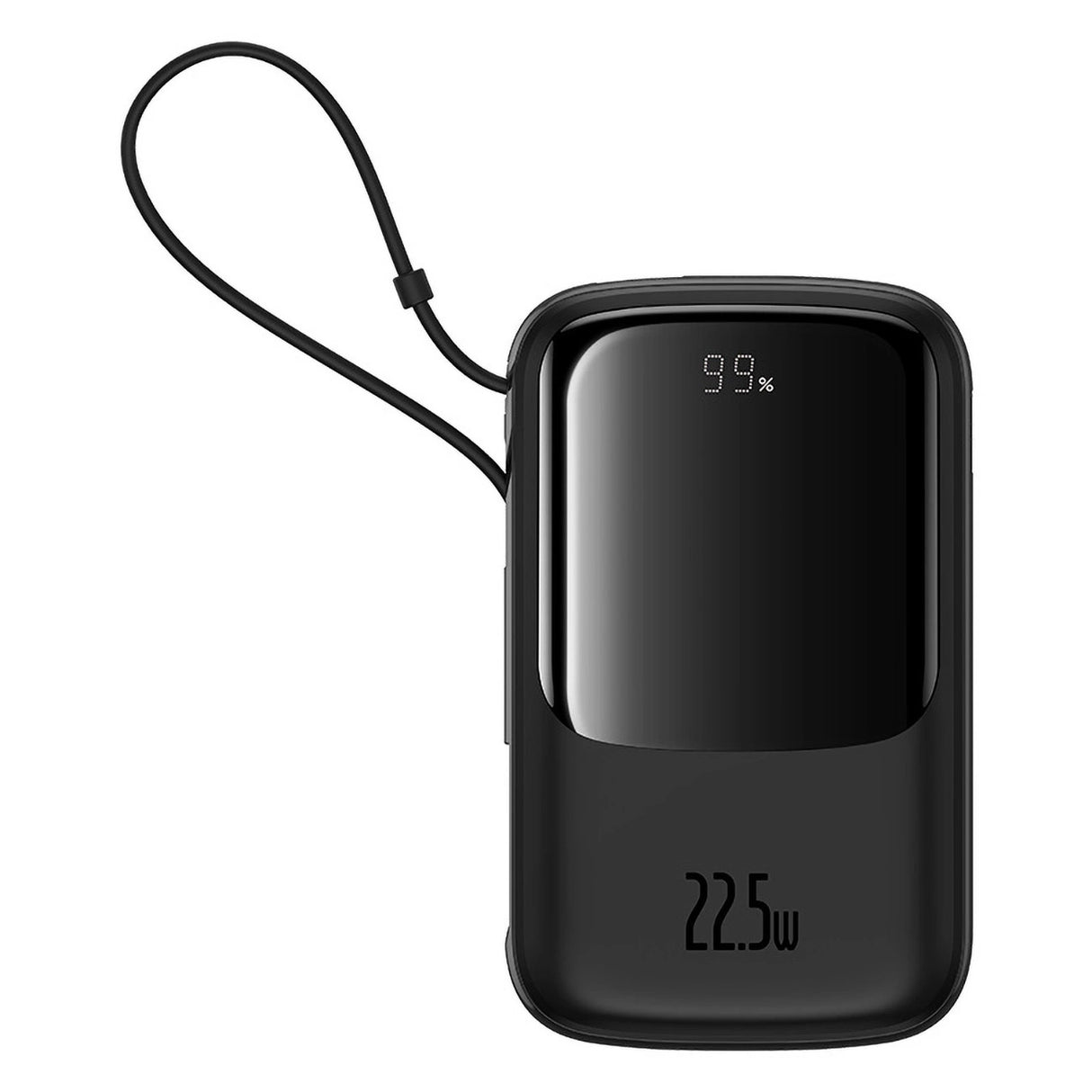 Baseus Qpow Pro+ 10000mAh 22.5W powerbank med indbygget USB-C kabel og display - sort