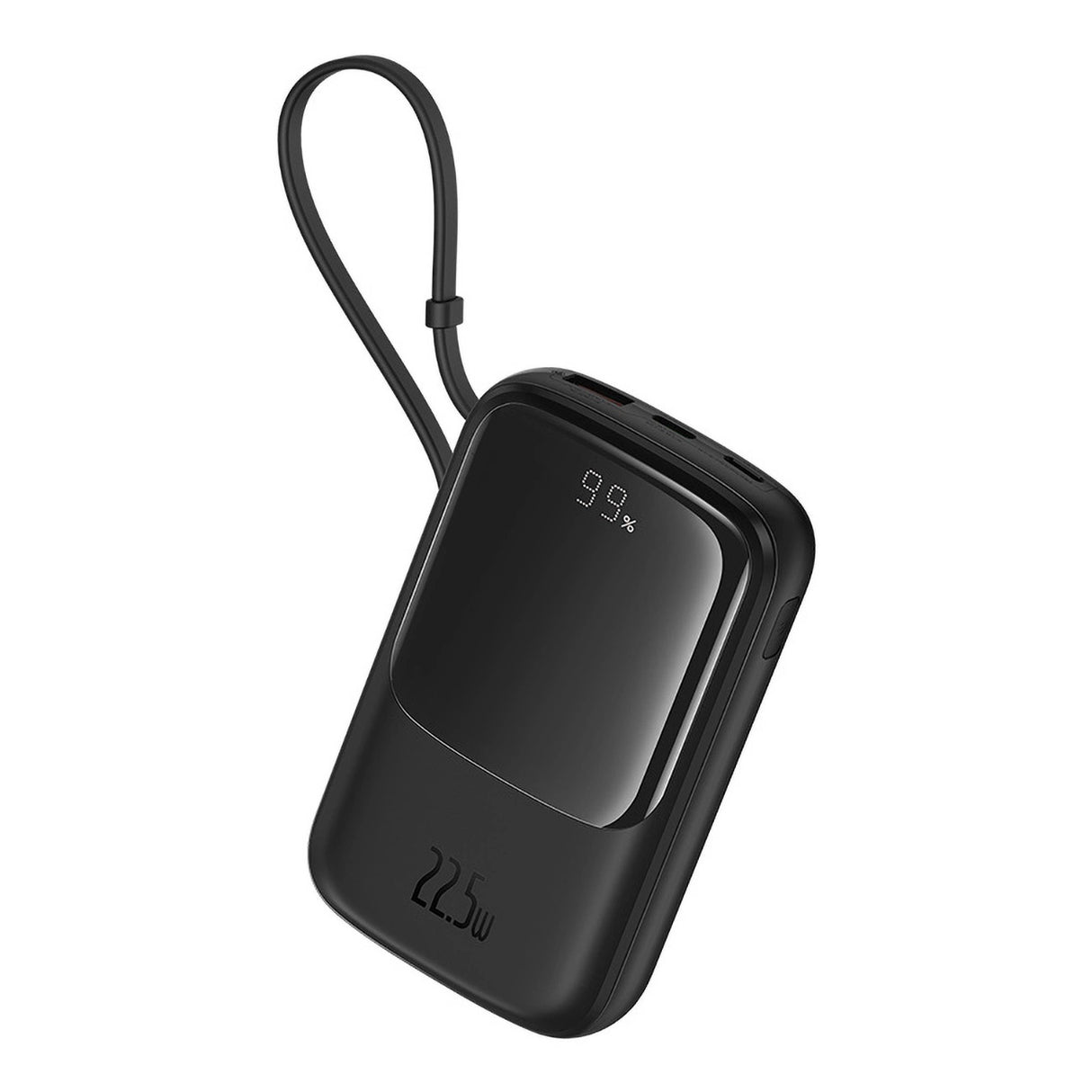 Baseus Qpow Pro+ 10000mAh 22.5W powerbank med indbygget USB-C kabel og display - sort