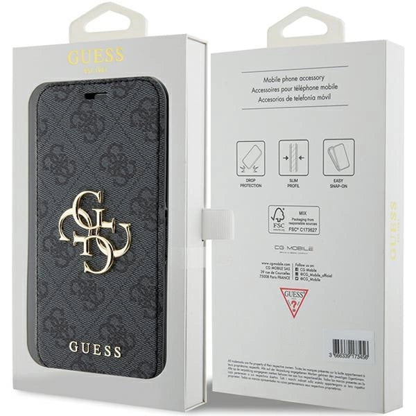 Guess 4G Metal Logo-hylster til iPhone 15 Pro - grå