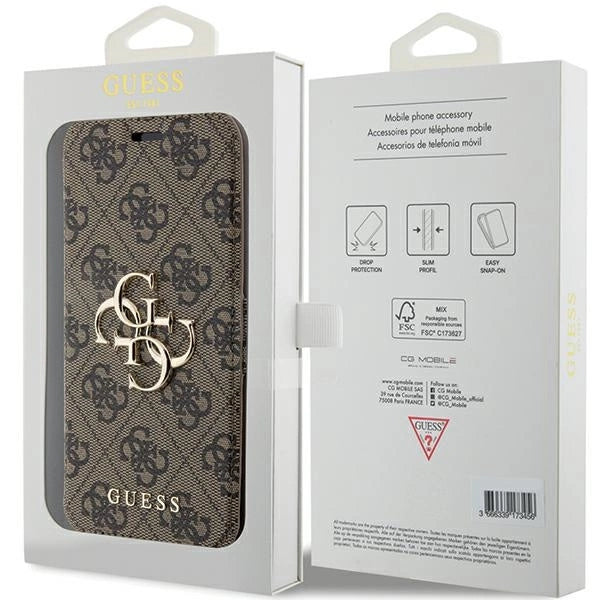 Guess 4G Metal Logo-hylster til iPhone 15 Pro Max - brun