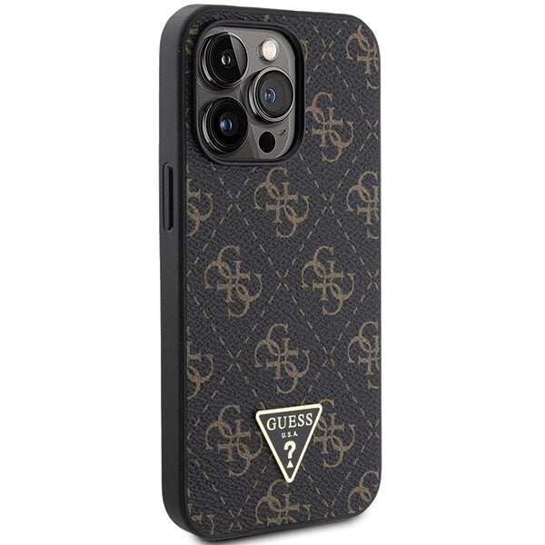 Guess 4G Triangle Metal Logo-hylster til iPhone 14 Pro - sort
