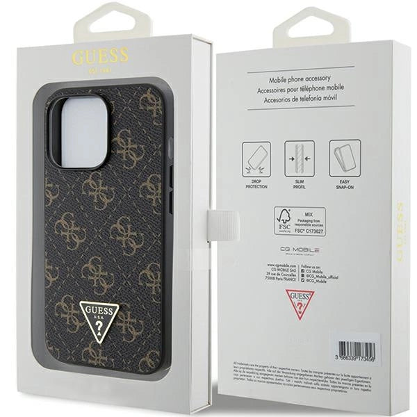 Guess 4G Triangle Metal Logo-hylster til iPhone 14 Pro - sort