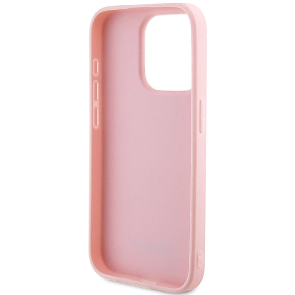 Guess Saffiano Iridescent Script-hylster til iPhone 14 Pro - pink