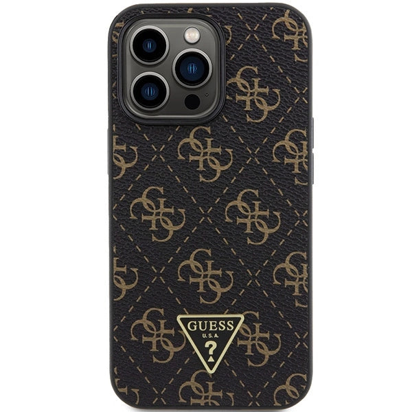 Guess 4G Triangle Metal Logo-hylster til iPhone 14 Pro Max - sort