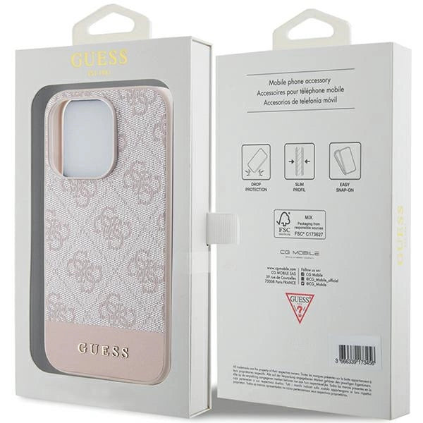 Guess 4G Stripe Collection-hylster til iPhone 15 Pro - pink