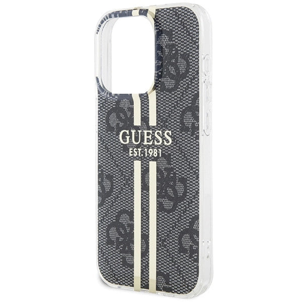 Guess IML 4G Gold Stripe-fodral til iPhone 15 Pro - sort