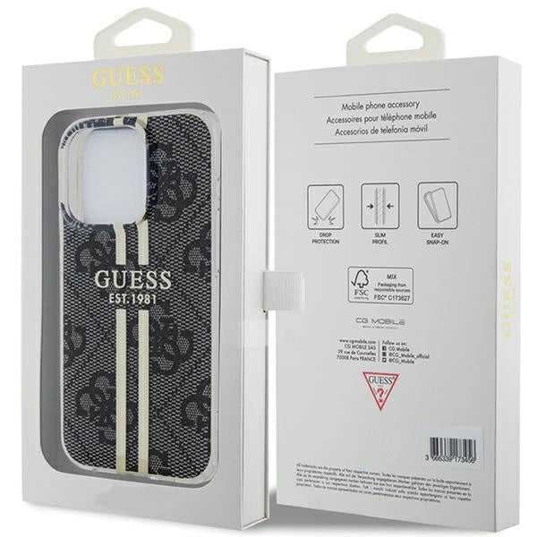 Guess IML 4G Gold Stripe-fodral til iPhone 15 Pro - sort