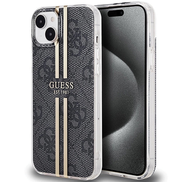 Guess IML 4G Gold Stripe-kasse til iPhone 15 Plus / 14 Plus - sort