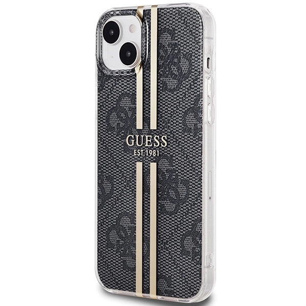 Guess IML 4G Gold Stripe-kasse til iPhone 15 Plus / 14 Plus - sort