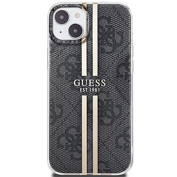 Guess IML 4G Gold Stripe-kasse til iPhone 15 Plus / 14 Plus - sort