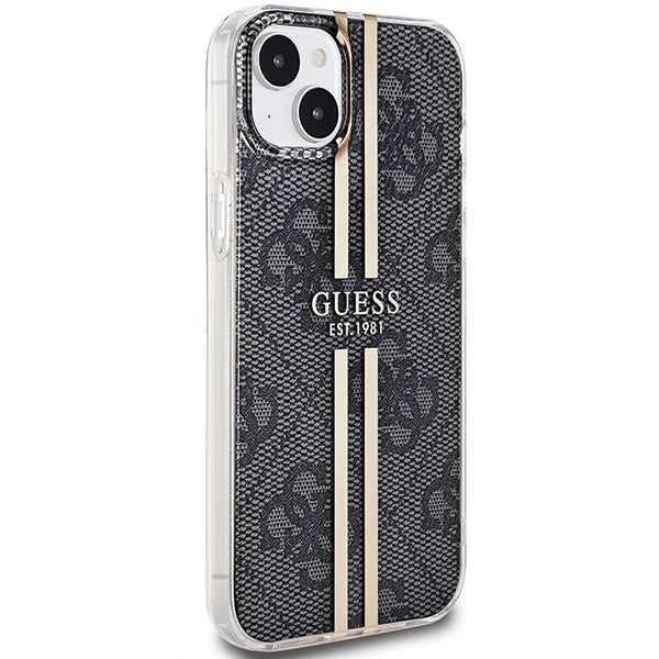 Guess IML 4G Gold Stripe-kasse til iPhone 15 Plus / 14 Plus - sort