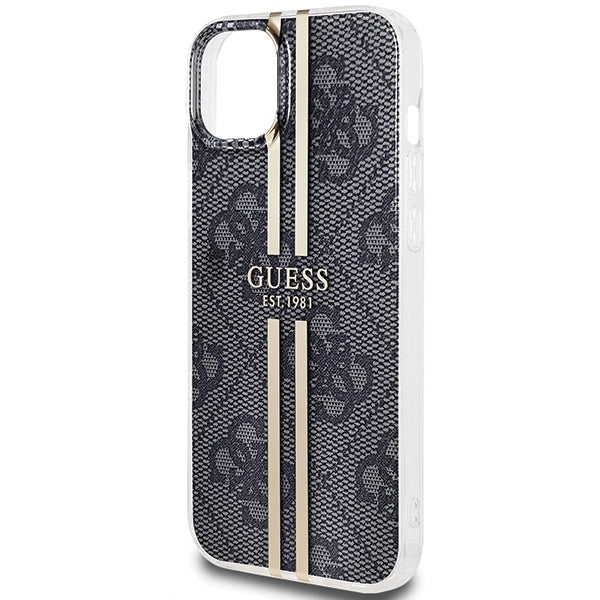 Guess IML 4G Gold Stripe-kasse til iPhone 15 Plus / 14 Plus - sort