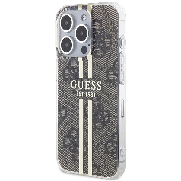 Guess IML 4G Gold Stripe-kasse til iPhone 15 Pro Max - brun
