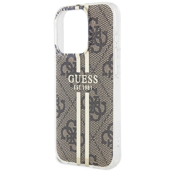 Guess IML 4G Gold Stripe-kasse til iPhone 15 Pro Max - brun