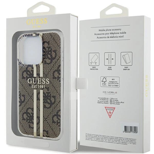 Guess IML 4G Gold Stripe-kasse til iPhone 15 Pro Max - brun