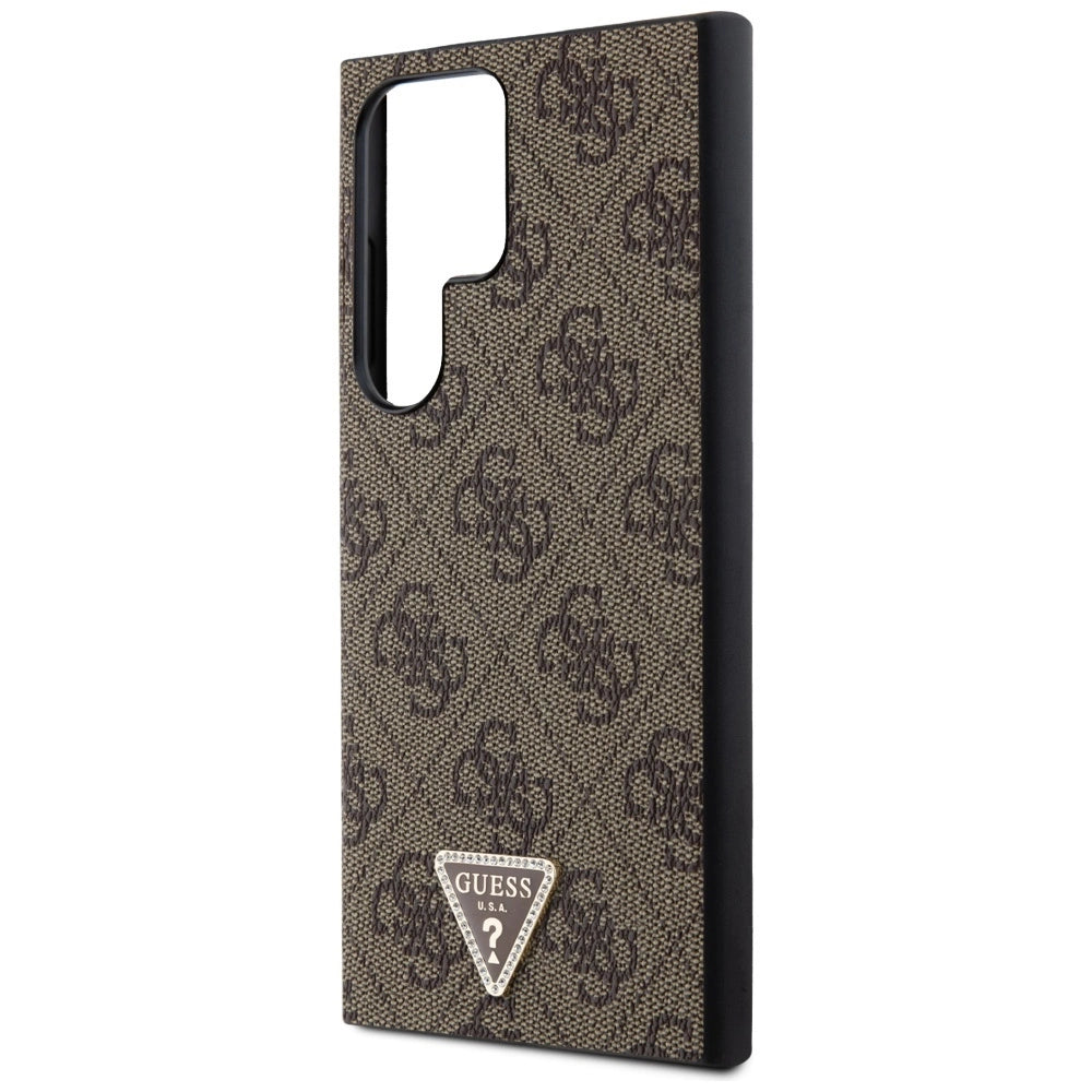Guess Grip Stand 4G Triangle Strass Case til Samsung Galaxy S24 Ultra - Brunt