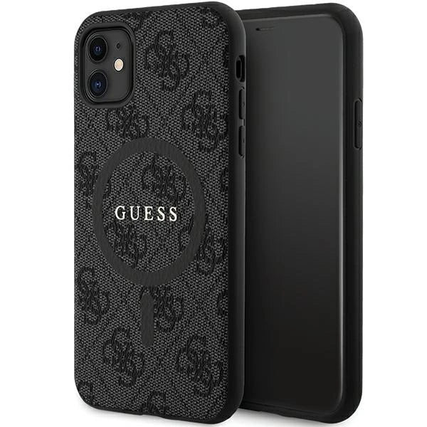 Guess GUHMN61G4GFRK iPhone 11 6.1" / Xr sort/sort hardcase 4G Collection læder Metal Logo MagSafe