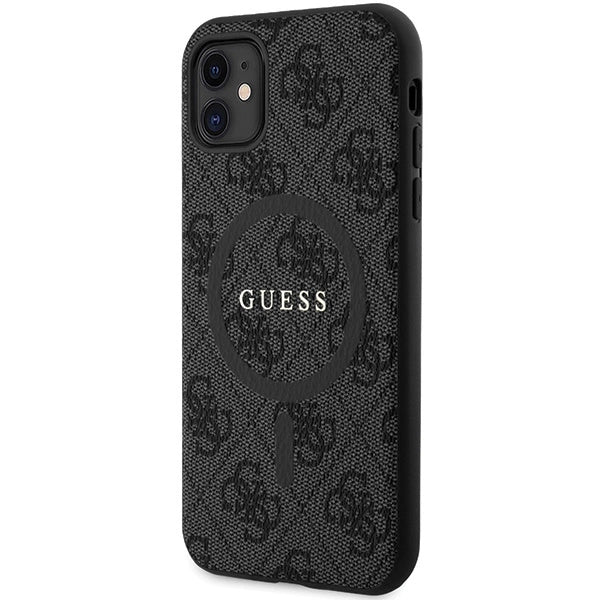 Guess GUHMN61G4GFRK iPhone 11 6.1" / Xr sort/sort hardcase 4G Collection læder Metal Logo MagSafe