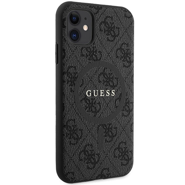 Guess GUHMN61G4GFRK iPhone 11 6.1" / Xr sort/sort hardcase 4G Collection læder Metal Logo MagSafe