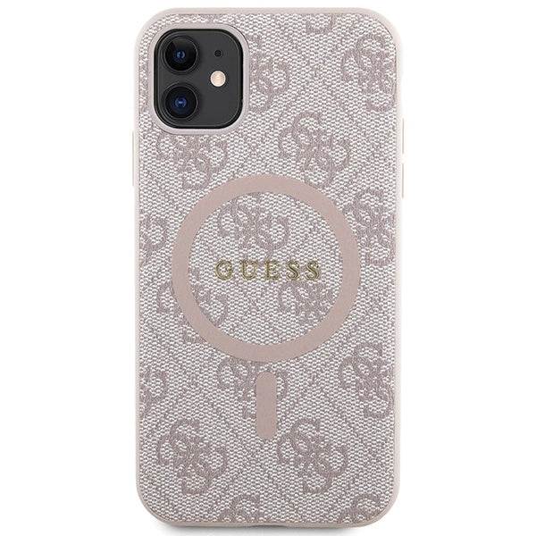 Guess GUHMN61G4GFRP iPhone 11 6.1" / Xr pink/pink hardcase 4G Collection læder Metal Logo MagSafe