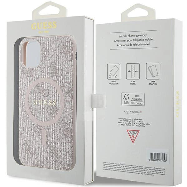 Guess GUHMN61G4GFRP iPhone 11 6.1" / Xr pink/pink hardcase 4G Collection læder Metal Logo MagSafe