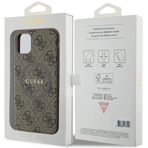 Guess GUHMN61G4GFRW iPhone 11 6.1" / Xr brun/brun hardcase 4G Collection læder Metal Logo MagSafe