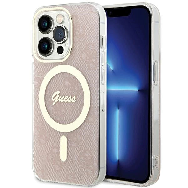 Guess IML 4G MagSafe-hylster til iPhone 15 Pro - pink