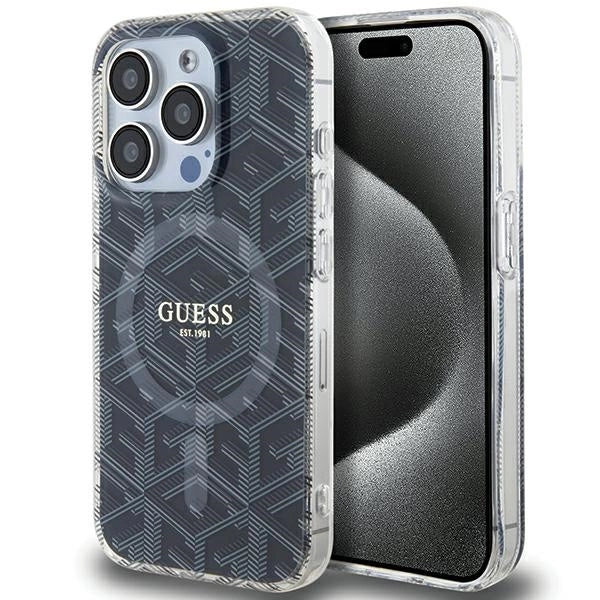 Guess IML GCube MagSafe-hylster til iPhone 15 Pro Max - sort