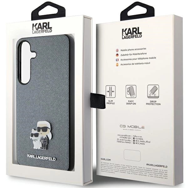 Karl Lagerfeld KLHCS24MPSAKCMPG S24+ S926 hardcase gray/gray Saffiano Karl & Choupette Metal Pin