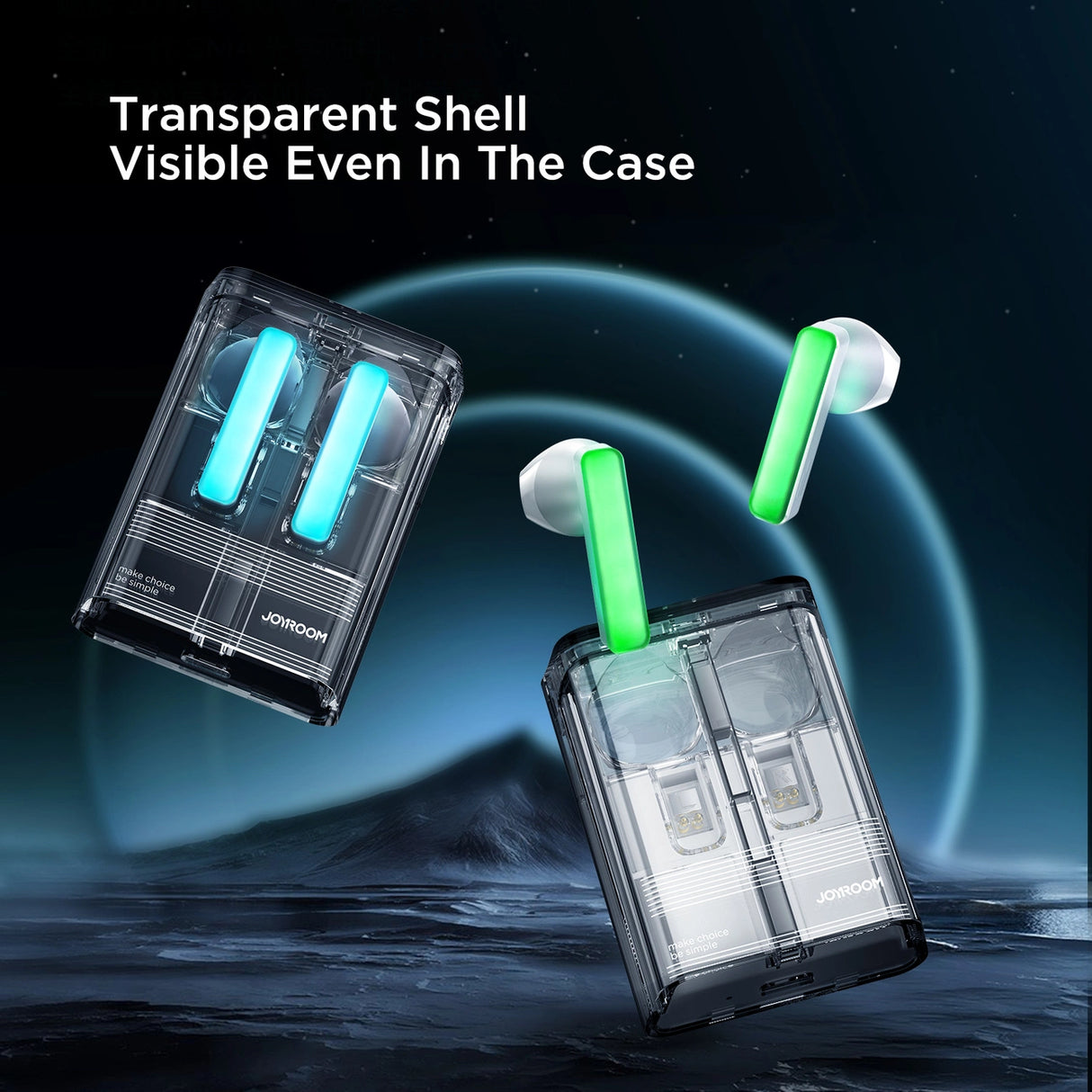 TWS Joyroom JR-TC1 IceLens Series trådløse hovedtelefoner med LED-lys - sort