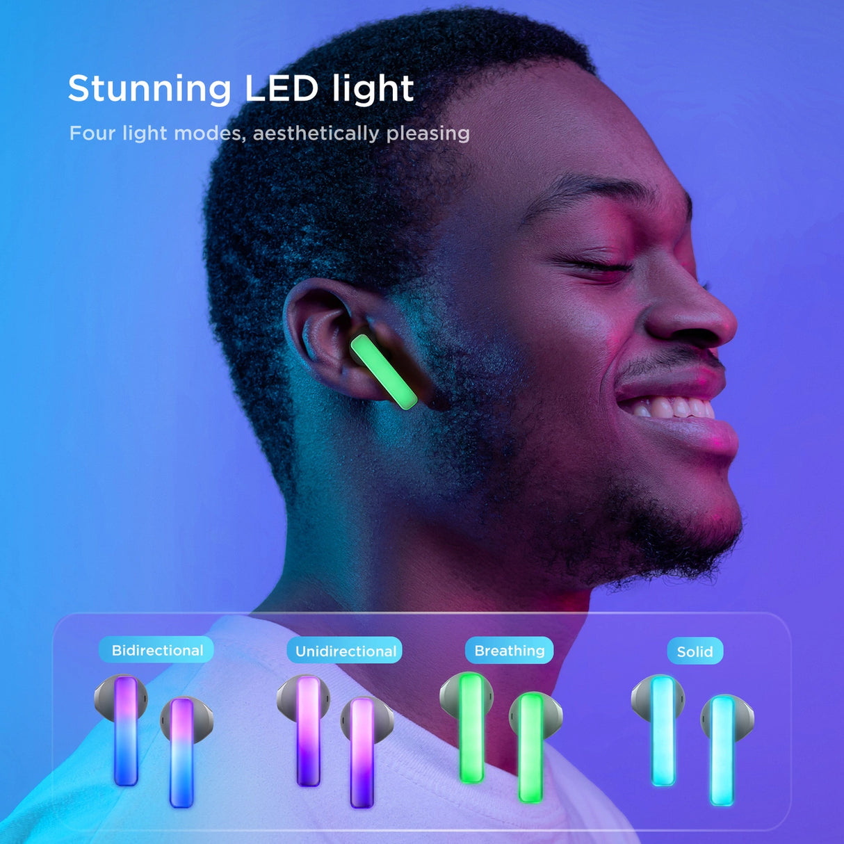 TWS Joyroom JR-TC1 IceLens Series trådløse hovedtelefoner med LED-lys - sort