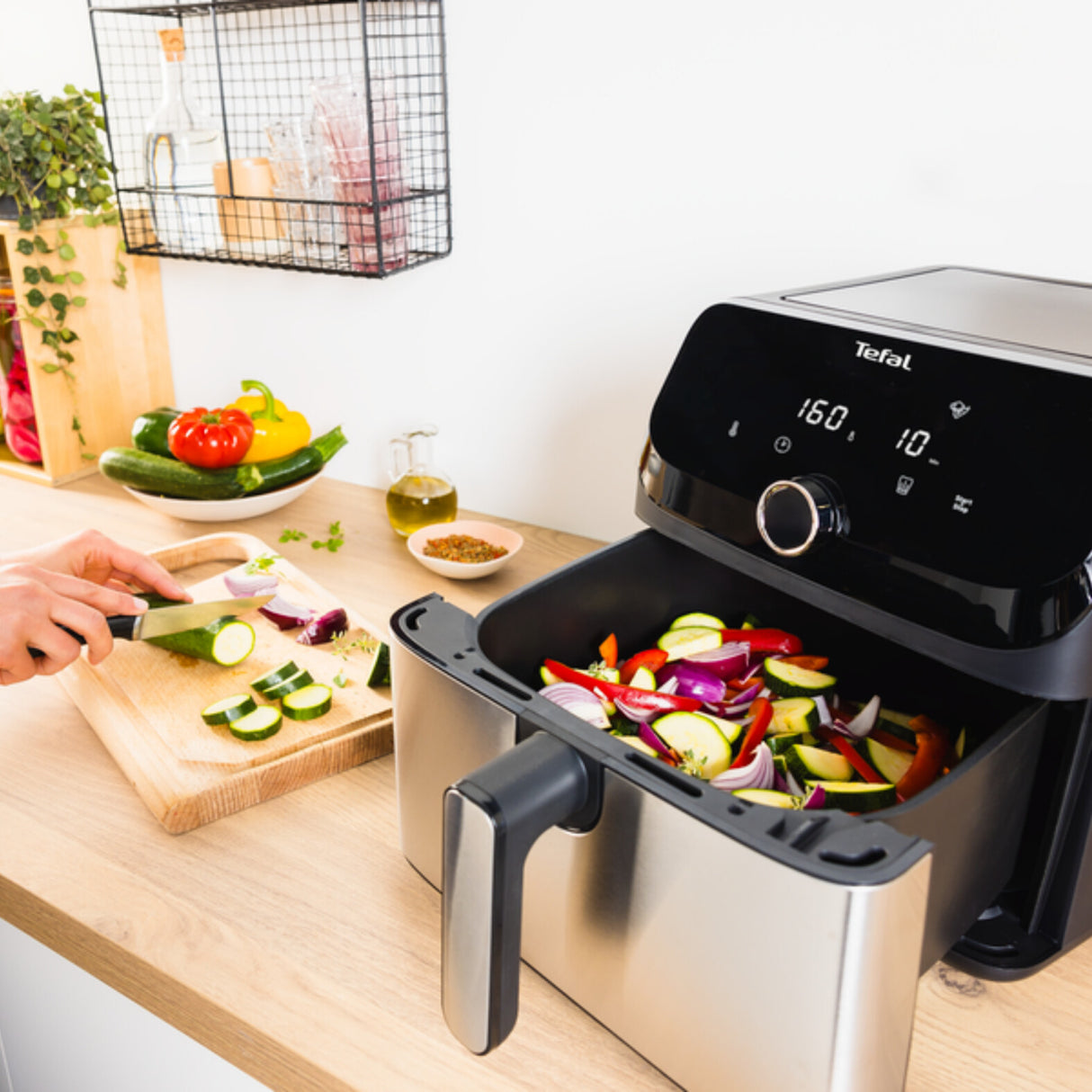Tefal Easy Fry Mega EY855D10 frituregryde Enkelt 7,5 L Enkeltstående 2020 W Varmluftsteger Sort, Rustfrit stål