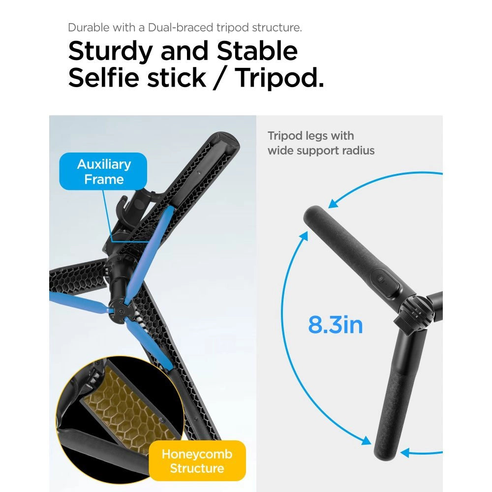 Spigen S560W Bluetooth Selfie Stick with Tripod - Black