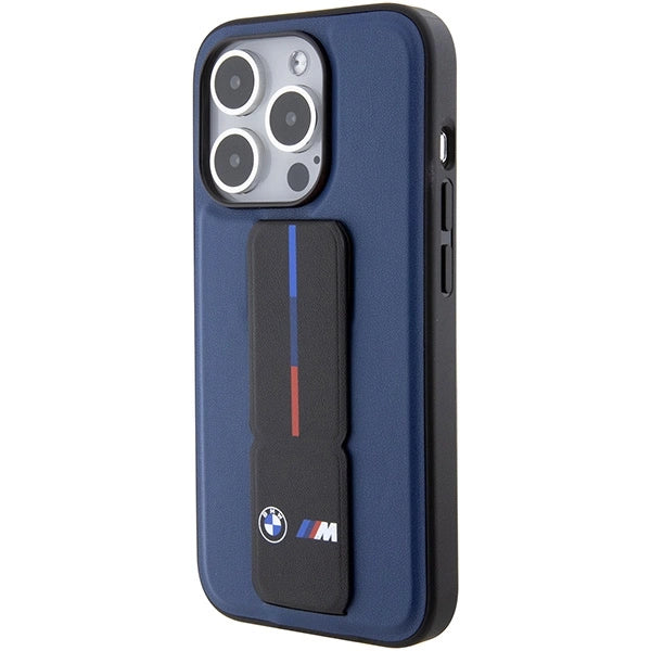 BMW M Grip Stand Bicolor-hylster til iPhone 15 Pro - marineblå