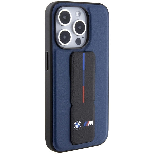 BMW M Grip Stand Bicolor-hylster til iPhone 15 Pro - marineblå