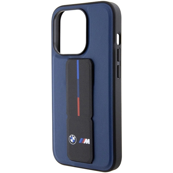 BMW M Grip Stand Bicolor-hylster til iPhone 15 Pro - marineblå