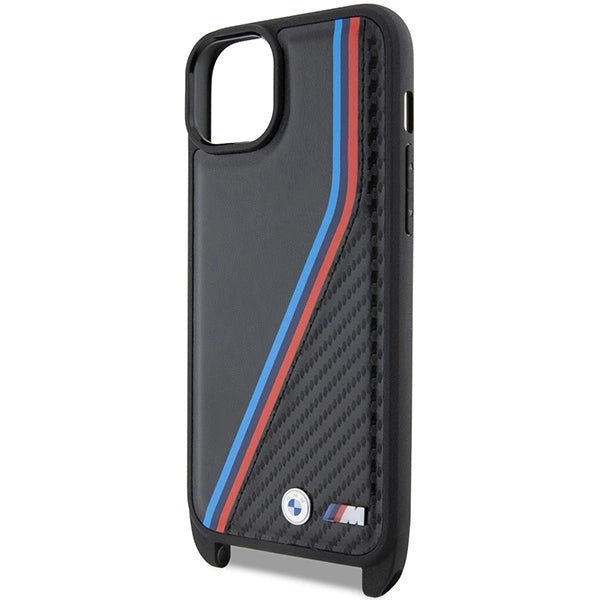 BMW M Edition Carbon Tricolor Lines & Strap case til iPhone 15 Plus / 14 Plus - sort
