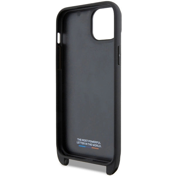BMW M Edition Carbon Tricolor Lines & Strap case til iPhone 15 Plus / 14 Plus - sort